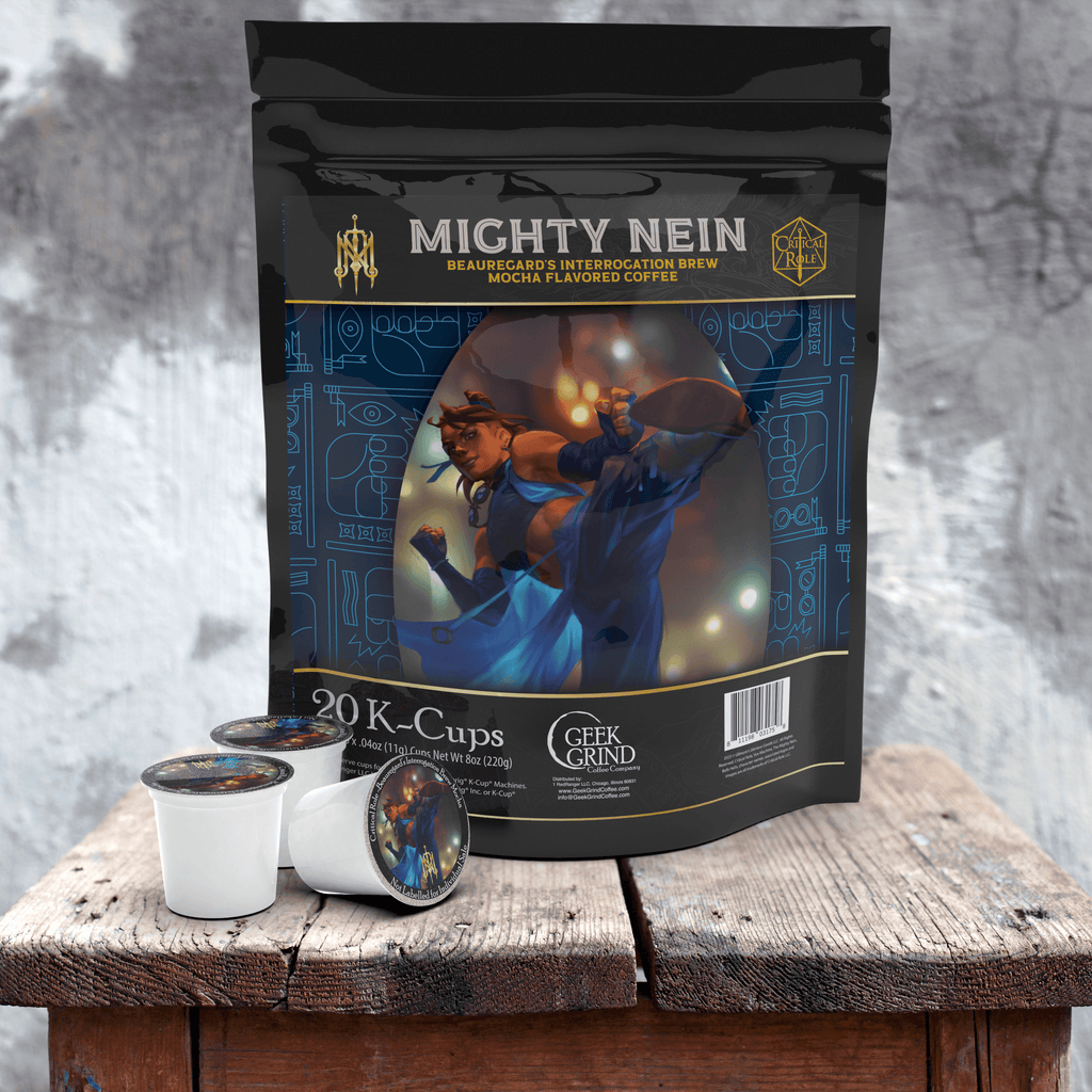The Mighty Nein - Beauregard’s Interrogation Brew - Mocha Flavored Coffee K-Cups - Geek Grind Coffee