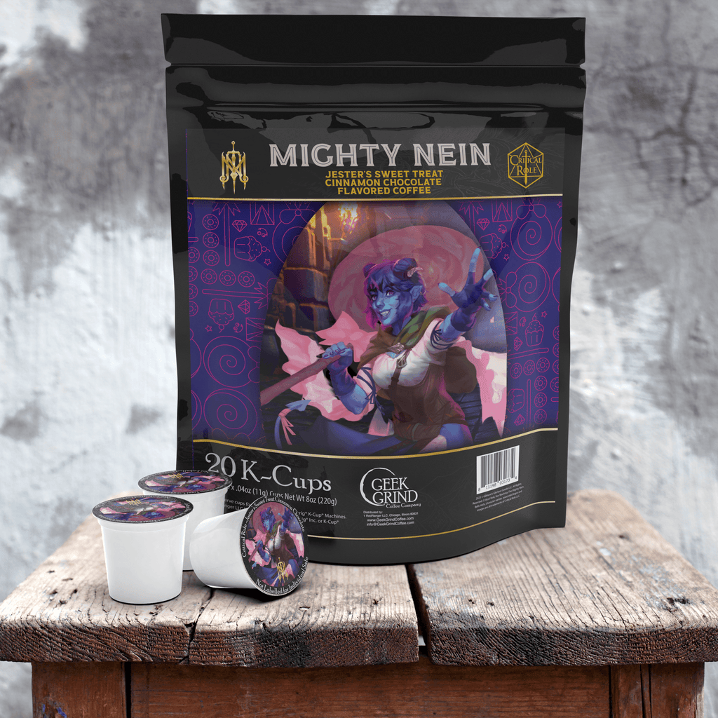 The Mighty Nein - Jester's Sweet Treat - Cinnamon Chocolate Flavored Coffee K-Cups - Wholesale - Geek Grind Coffee
