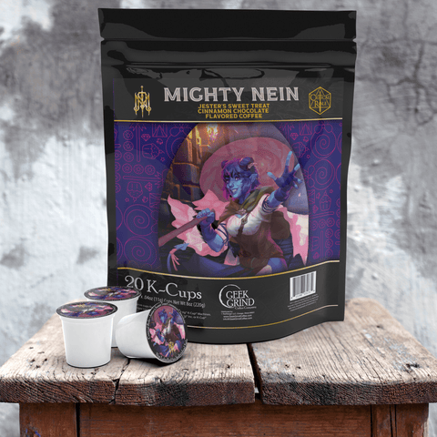 The Mighty Nein - Jester's Sweet Treat - Cinnamon Chocolate Flavored Coffee K-Cups - Geek Grind Coffee