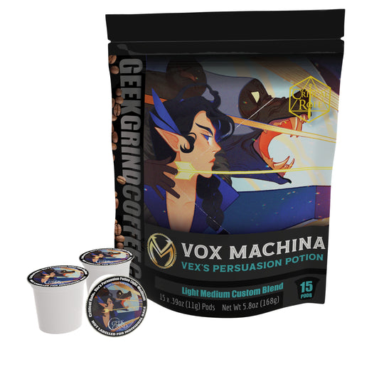 Vex's Persuasion Potion - Light Medium Roast Vox Machina Coffee - Critical Role K-Cups