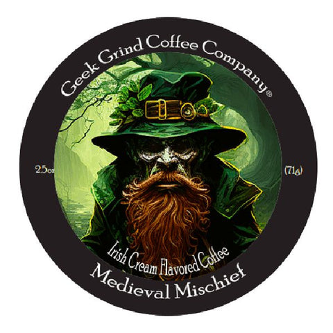 Medieval Mischief - Irish Cream Flavored 2.5 oz Ground Sample - Geek Grind Coffee