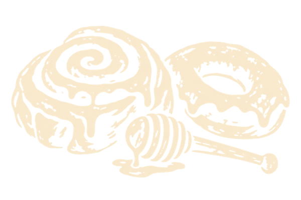 Honey Bun Donuts — antique woodcut illustration