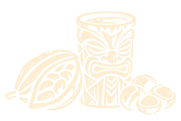 Maca-Mocha Tiki Crunch — antique woodcut illustration