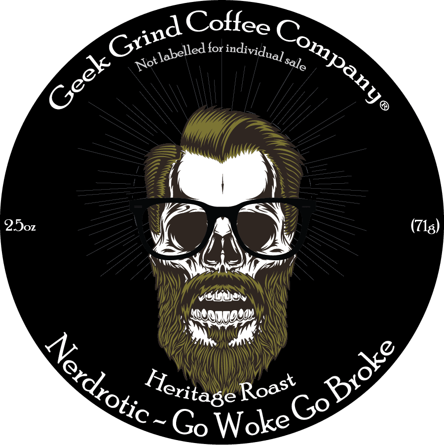 Nerdrotic Heritage Roast - Dark Roast -2.5 oz Ground Sample - Geek Grind Coffee