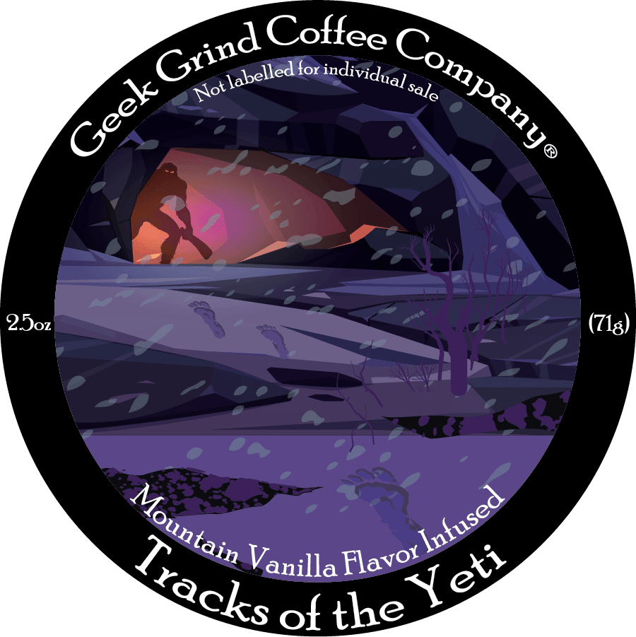 Tracks of the Yeti - Vanilla Flavor - 2.5 oz Ground Sample - Geek Grind Coffee