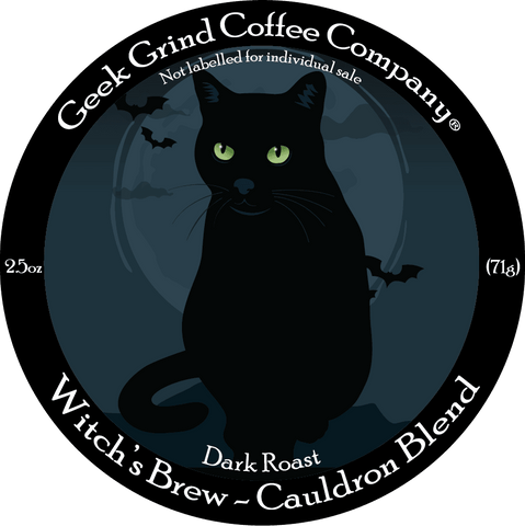 Witch's Brew Cauldron Blend - Dark Roast- 2.5 oz Whole Bean Sample - Geek Grind Coffee