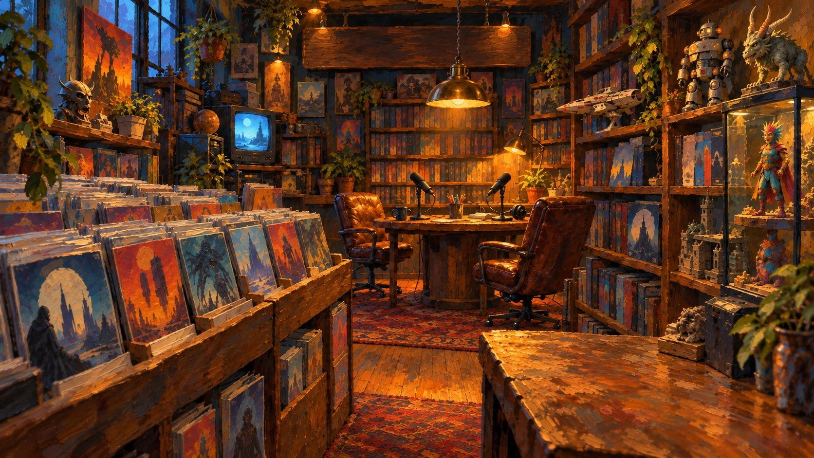 Concept illustration of a Nerdrotic studio and collectibles shop