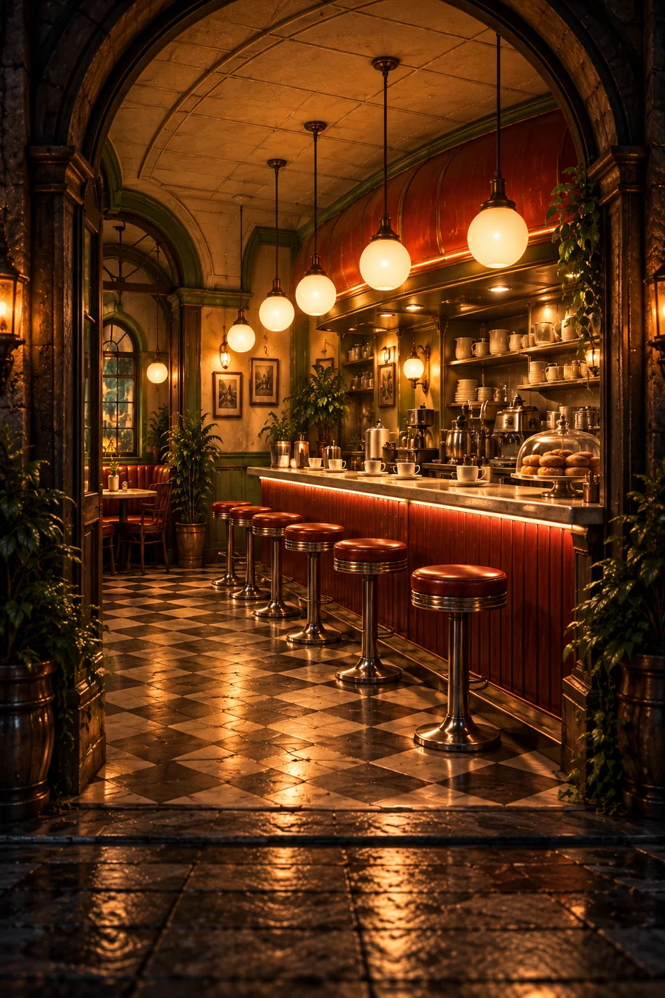 Concept illustration of a welcoming diner counter